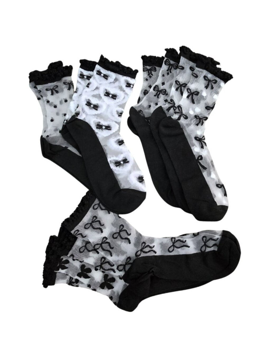 NIP | 6-Pair Sheer Mesh Bow Sock Collection | Coquette Core | Luxe